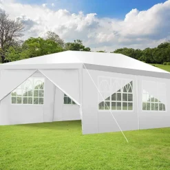 Tangkula Outdoor 10'x20' Canopy Tent, Heavy Duty Wedding Party Tent with 4 Removable Sidewalls & 2 Zippered Doorways