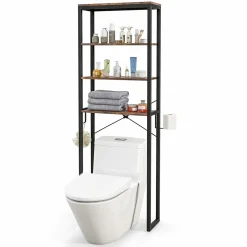 Tangkula Over The Toilet Storage Rack, 70 Inch Tall Bathroom Space Saver w/Metal Frame