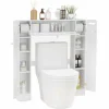 Tangkula Over The Toilet Storage Cabinet, Freestanding Toilet Storage with Adjustable Shelves & Paper Holder