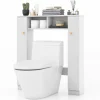 Tangkula Over The Toilet Storage Cabinet, Freestanding Above Toilet Organizer w/ 10-Level Adjustable Shelves & Crossbar