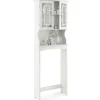 Tangkula Over The Toilet Storage Cabinet, Freestanding Over Toilet Storage Rack w/ 2 Tempered Glass Doors