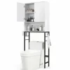 Tangkula Over The Toilet Storage Cabinet, Freestanding Toilet Rack w/ 2 Doors, Adjustable Shelf