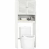 Tangkula Over The Toilet Storage Cabinet, Above Toilet Bathroom Shelf w/Double Doors & Adjustable Shelf