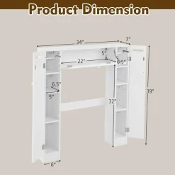 Tangkula Over The Toilet Storage Cabinet, Freestanding Toilet Storage with Adjustable Shelves & Paper Holder