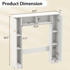 Tangkula Over The Toilet Storage Cabinet, Freestanding Above Toilet Organizer w/ 10-Level Adjustable Shelves & Crossbar