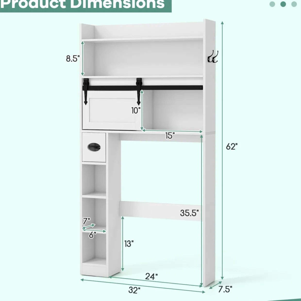 Tangkula Over The Toilet Storage Cabinet, Farmhouse Freestanding Above Toilet Rack w/Sliding Barn Door