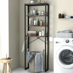 Tangkula Over The Toilet Storage Rack, 70 Inch Tall Bathroom Space Saver w/Metal Frame