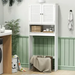 Tangkula Over The Toilet Storage Cabinet, Above Toilet Bathroom Shelf w/Double Doors & Adjustable Shelf