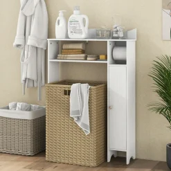 Tangkula Over The Toilet Storage Cabinet, Bathroom Space Saver w/Adjustable Shelves & Paper Holder