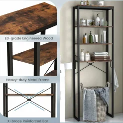 Tangkula Over The Toilet Storage Rack, 70 Inch Tall Bathroom Space Saver w/Metal Frame