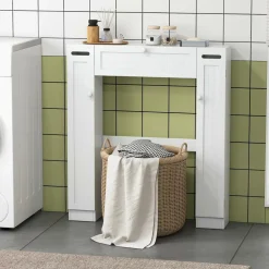 Tangkula Over The Toilet Storage Cabinet, Freestanding Toilet Storage with Adjustable Shelves & Paper Holder