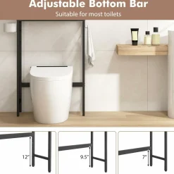 Tangkula Over The Toilet Storage Cabinet, Freestanding Toilet Rack w/ 2 Doors, Adjustable Shelf