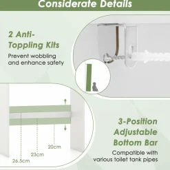 Tangkula Over The Toilet Storage Cabinet, Above Toilet Bathroom Shelf w/Double Doors & Adjustable Shelf