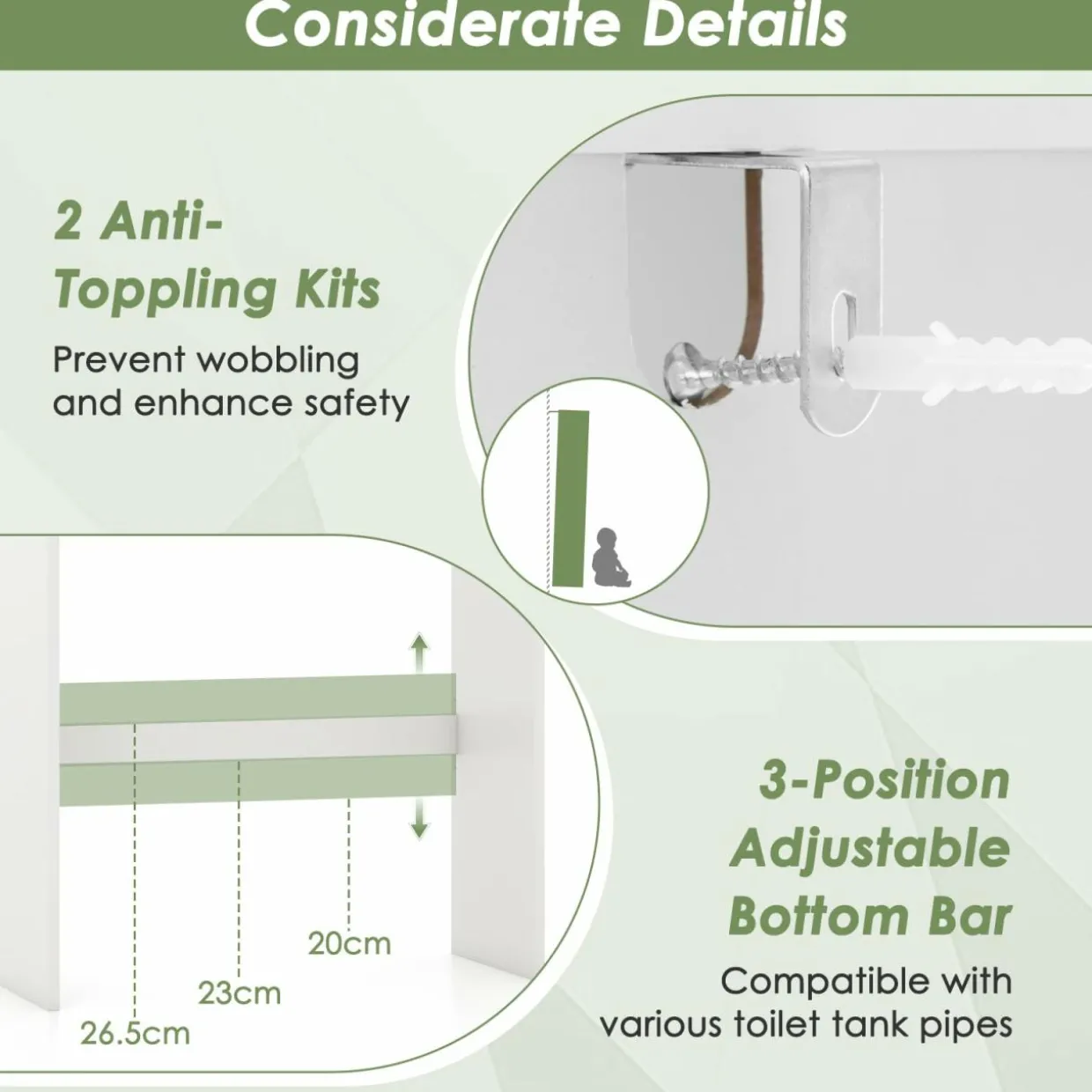 Tangkula Over The Toilet Storage Cabinet, Above Toilet Bathroom Shelf w/Double Doors & Adjustable Shelf