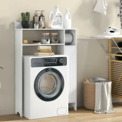 Tangkula Over The Toilet Storage Cabinet, Bathroom Space Saver w/Adjustable Shelves & Paper Holder