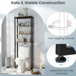 Tangkula Over The Toilet Storage Rack, 70 Inch Tall Bathroom Space Saver w/Metal Frame