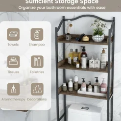 Tangkula Over The Toilet Storage Rack, 3-Tier Above Toilet Bathroom Shelf