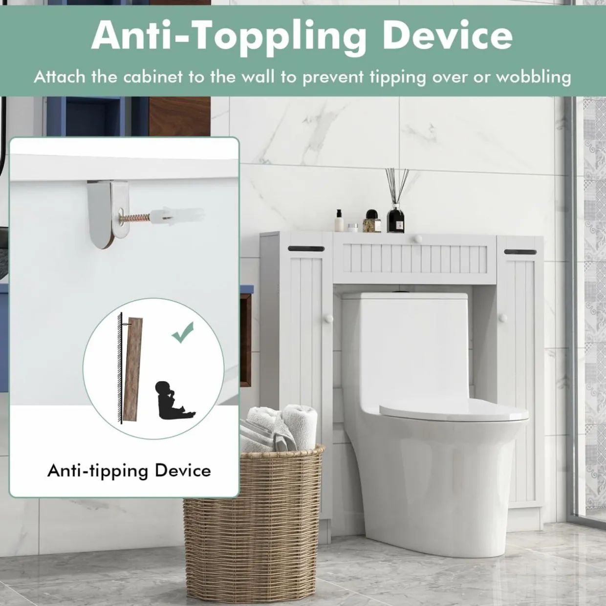 Tangkula Over The Toilet Storage Cabinet, Bathroom Space Saver