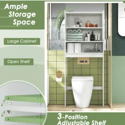 Tangkula Over The Toilet Storage Cabinet, Above Toilet Bathroom Shelf w/Double Doors & Adjustable Shelf