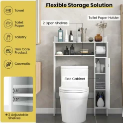 Tangkula Over The Toilet Storage Cabinet, Bathroom Space Saver w/Adjustable Shelves & Paper Holder