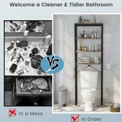 Tangkula Over The Toilet Storage Rack, 70 Inch Tall Bathroom Space Saver w/Metal Frame