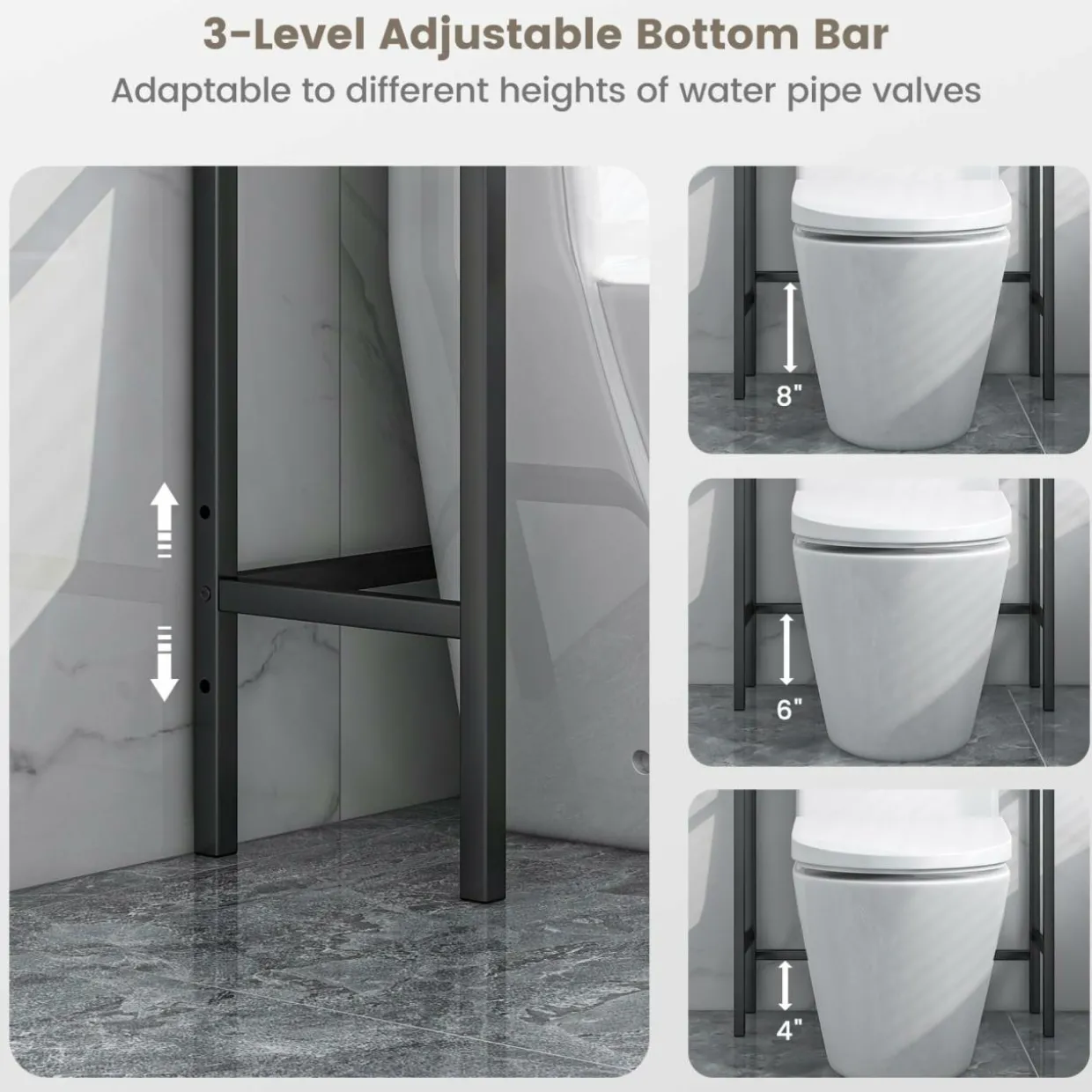Tangkula Over The Toilet Storage Rack, 3-Tier Above Toilet Bathroom Shelf