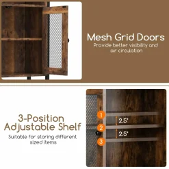 Tangkula Over The Toilet Storage Cabinet, 5-Tier Bathroom Space Saver w/2 Metal Mesh Doors & 3-Position Adjustable Shelf