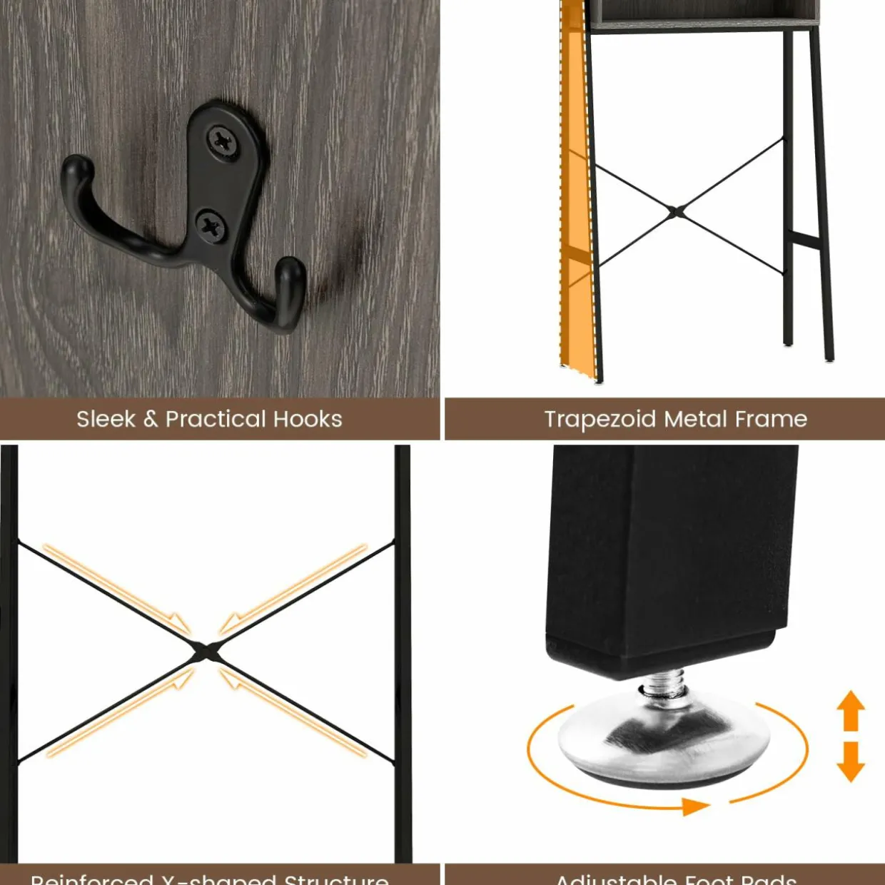 Tangkula Over The Toilet Storage Cabinet, Bathroom Space Saver Organizer Above Toilet with Double Doors & Metal Frame