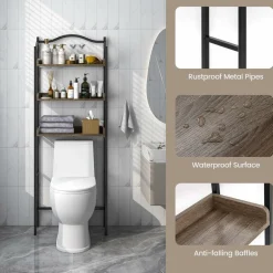 Tangkula Over The Toilet Storage Rack, 3-Tier Above Toilet Bathroom Shelf