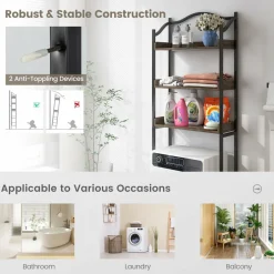 Tangkula Over The Toilet Storage Rack, 3-Tier Above Toilet Bathroom Shelf