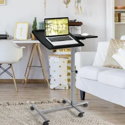 Tangkula Overbed Laptop Desk, Mobile Laptop Stand with Tilting Tabletop