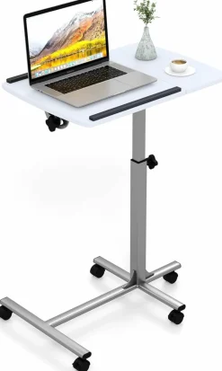 Tangkula Overbed Laptop Desk, Mobile Laptop Stand with Tilting Tabletop