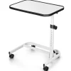 Tangkula Overbed Table with Wheels, Rolling Bedside Table with 9-Level Adjustable Height 29”-37”