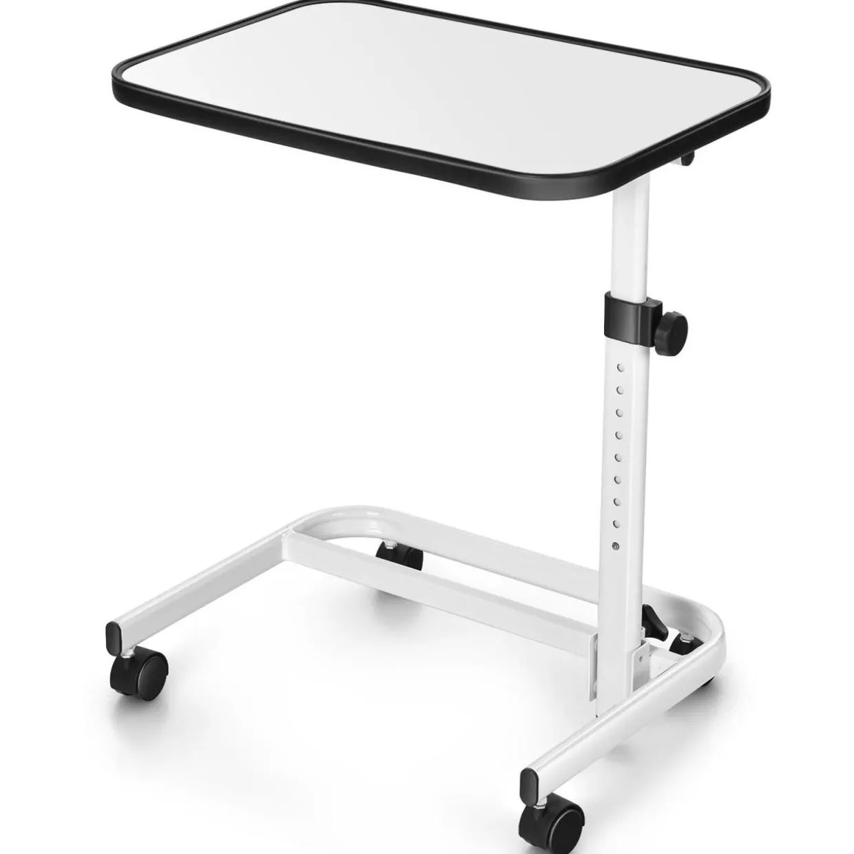 Tangkula Overbed Table with Wheels, Rolling Bedside Table with 9-Level Adjustable Height 29”-37”