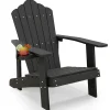 Tangkula Oversized Adirondack Chair, Patio Lounge Chairs w/Adjustable Cup Holder