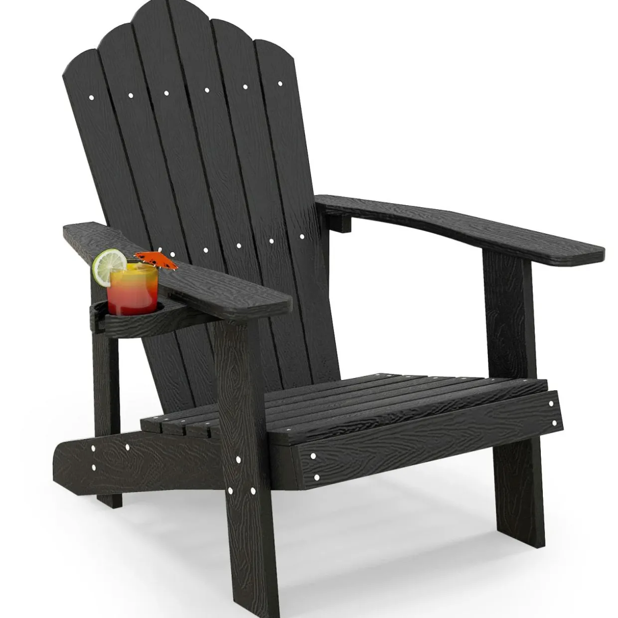 Tangkula Oversized Adirondack Chair, Patio Lounge Chairs w/Adjustable Cup Holder