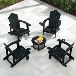 Tangkula Oversized Adirondack Chair, Patio Lounge Chairs w/Adjustable Cup Holder