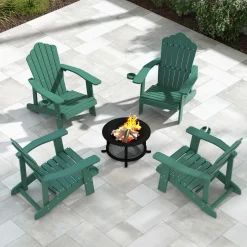 Tangkula Oversized Adirondack Chair, Patio Lounge Chairs w/Adjustable Cup Holder