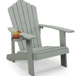 Tangkula Oversized Adirondack Chair, Patio Lounge Chairs w/Adjustable Cup Holder