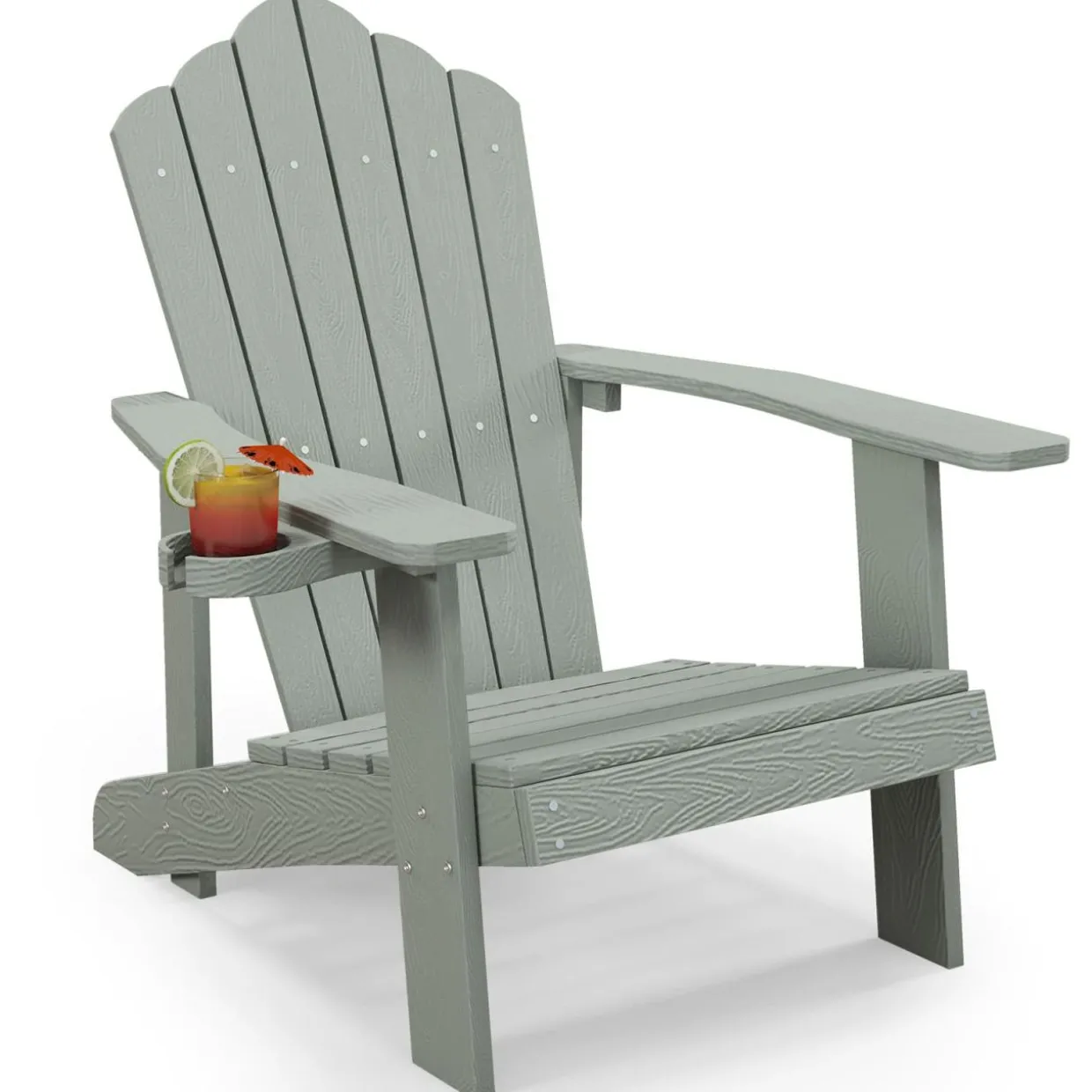 Tangkula Oversized Adirondack Chair, Patio Lounge Chairs w/Adjustable Cup Holder