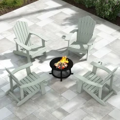 Tangkula Oversized Adirondack Chair, Patio Lounge Chairs w/Adjustable Cup Holder