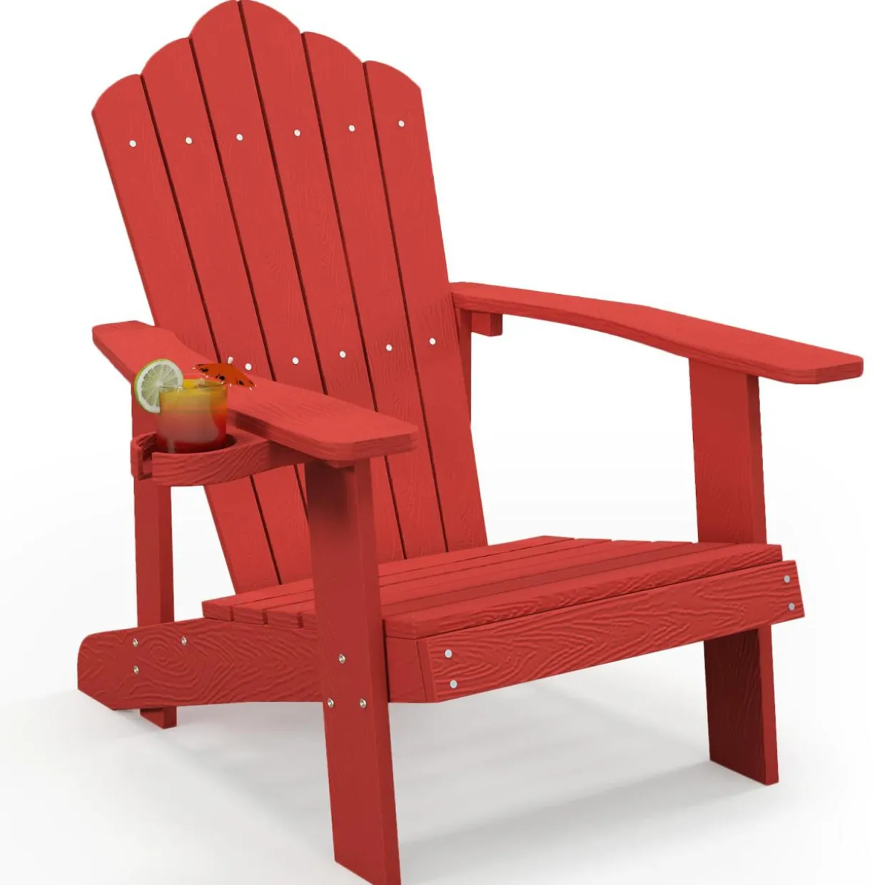 Tangkula Oversized Adirondack Chair, Patio Lounge Chairs w/Adjustable Cup Holder
