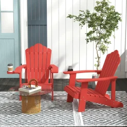 Tangkula Oversized Adirondack Chair, Patio Lounge Chairs w/Adjustable Cup Holder