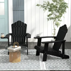 Tangkula Oversized Adirondack Chair, Patio Lounge Chairs w/Adjustable Cup Holder