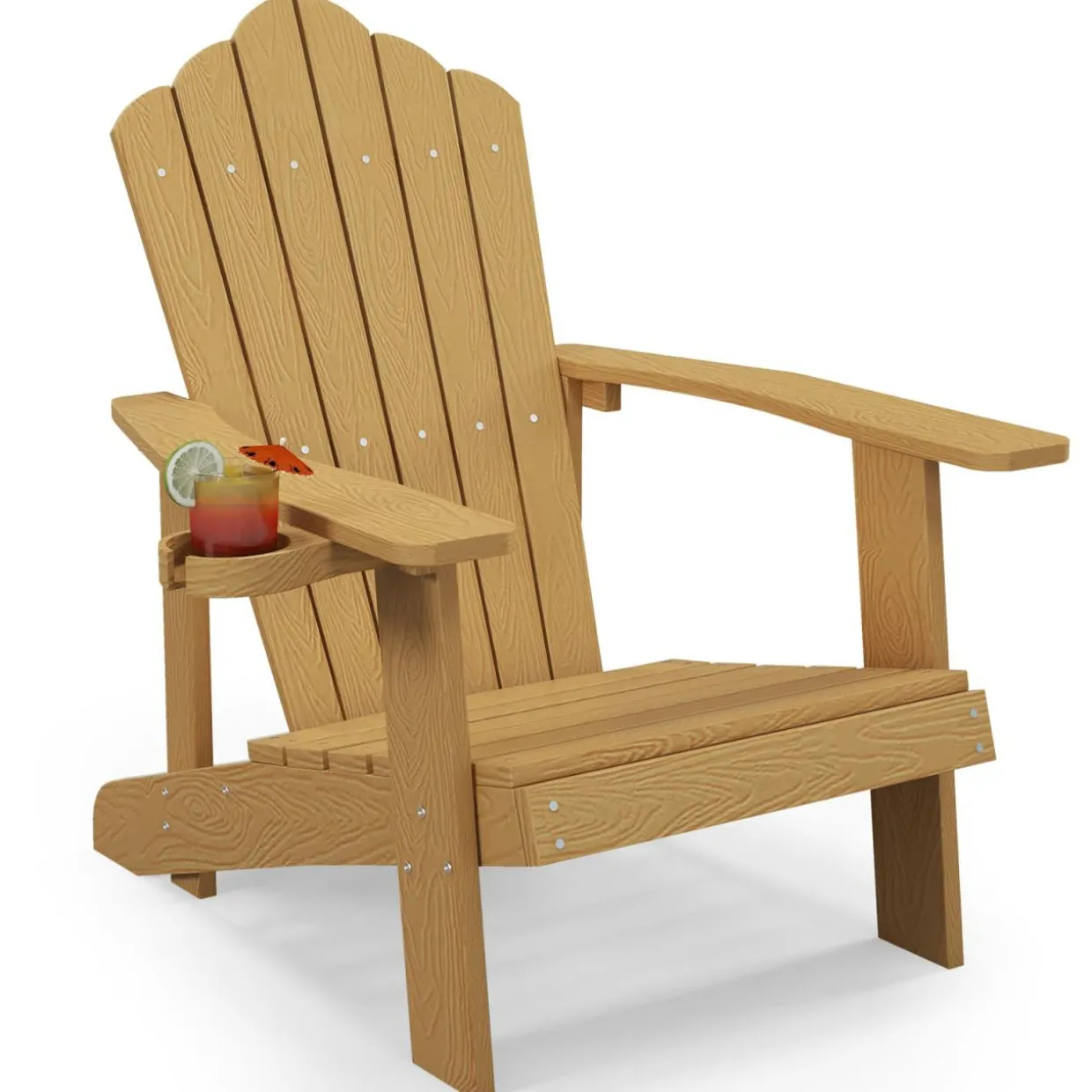 Tangkula Oversized Adirondack Chair, Patio Lounge Chairs w/Adjustable Cup Holder