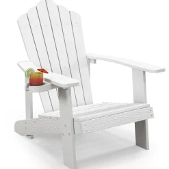 Tangkula Oversized Adirondack Chair, Patio Lounge Chairs w/Adjustable Cup Holder