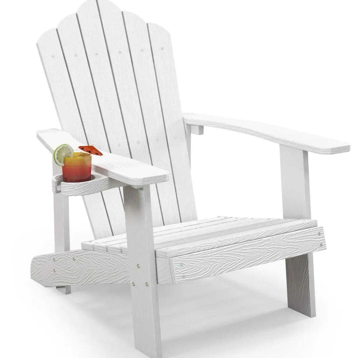 Tangkula Oversized Adirondack Chair, Patio Lounge Chairs w/Adjustable Cup Holder