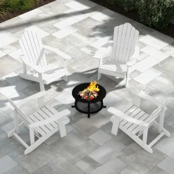 Tangkula Oversized Adirondack Chair, Patio Lounge Chairs w/Adjustable Cup Holder