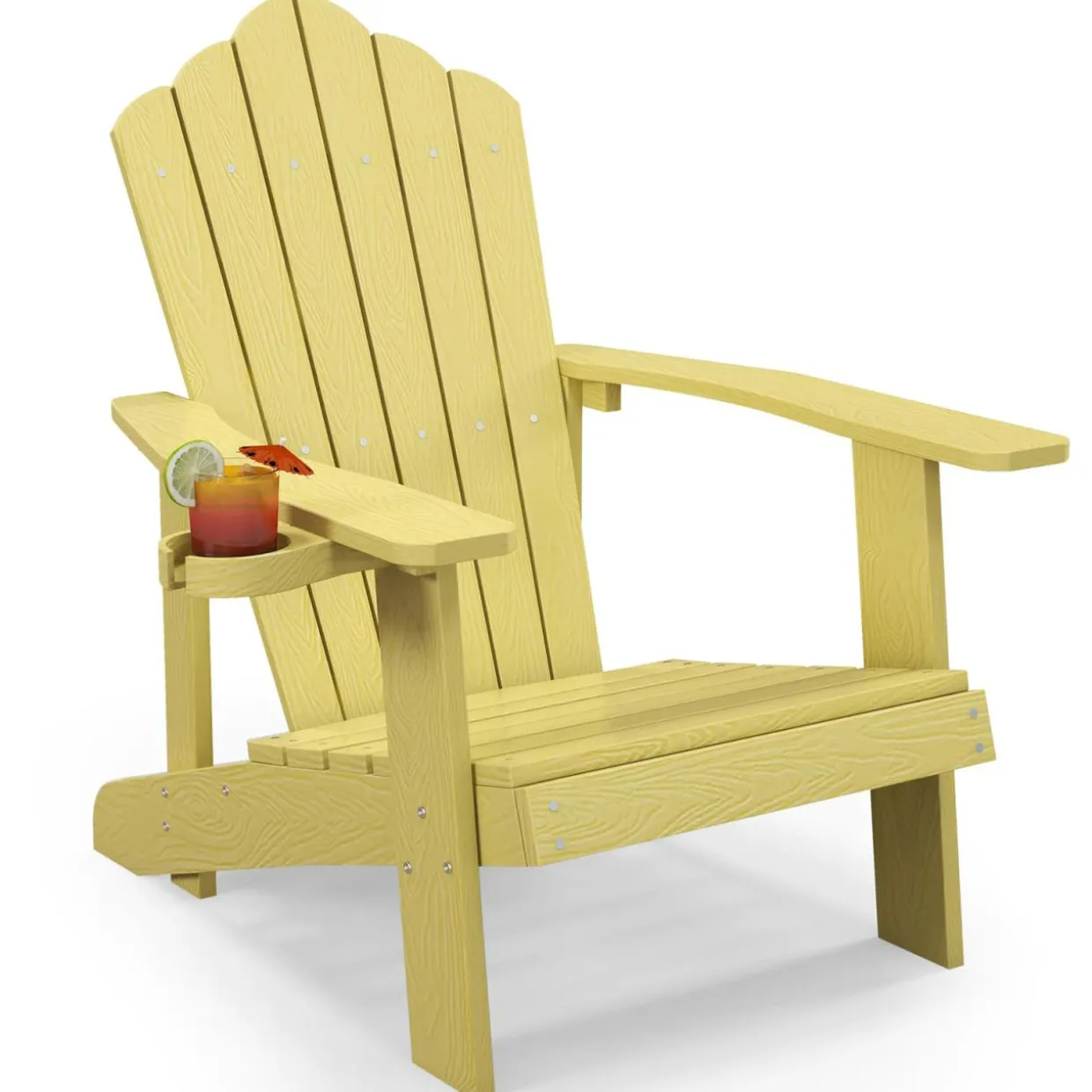 Tangkula Oversized Adirondack Chair, Patio Lounge Chairs w/Adjustable Cup Holder