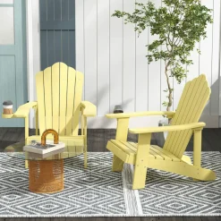 Tangkula Oversized Adirondack Chair, Patio Lounge Chairs w/Adjustable Cup Holder